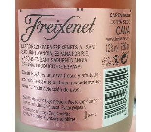 CAVA CARTA ROSE, EXTRA SECO FREIXENET 75 CL.