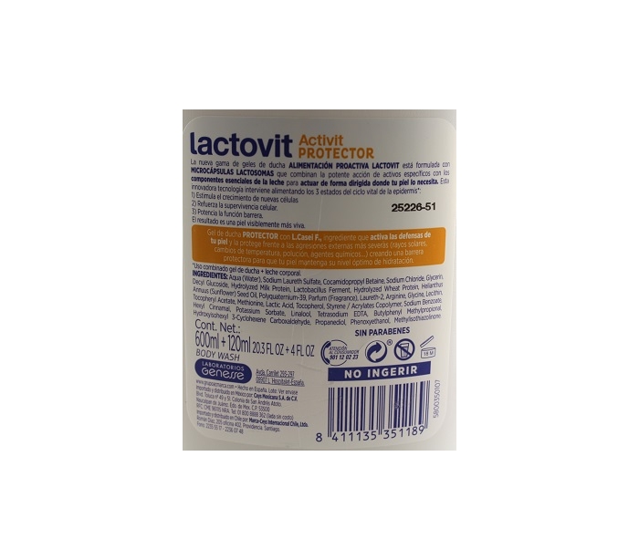 Gel De Baño Lactovit Activit 600 Ml. — Farmacia El túnel