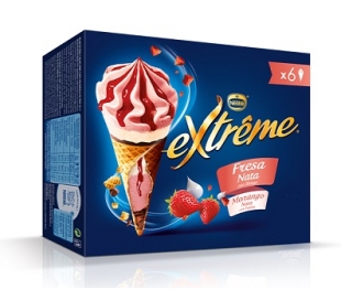 HELADO CONO EXTREME FRESA-NATA NESTLE PACK 6X120 ML.