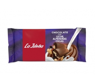 CHOCOLATE LECHE EXTRAFINO PASAS ALMENDRA LA ISLEÑA 150 GRS.