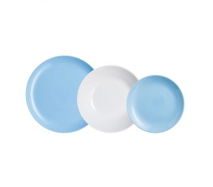 VAJILLA DIWALI LIGHT AZUL BLANC LUMINARC 18 PIEZAS
