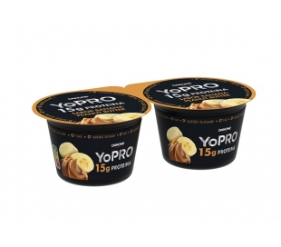 DESNATADO C/ PLATANO Y AROMA A CREMA DE CACAHUETE YOPRO PACK 2X160 GRS.
