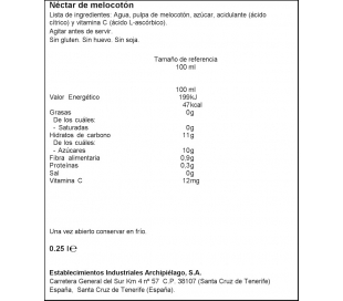 NEĆTAR MELOCOTÓN CRISTAL LIBBYS 250 ML.