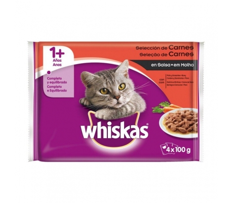 COMIDA GATOS CARNE WHISKAS PACK 4X100 GR.