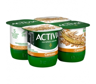 YOGUR ACTIVIA FIBRA C/CEREALES DANONE PACK 4X120 GRS.