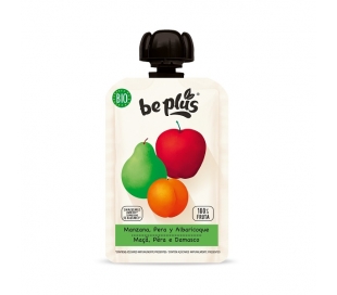 COMPOTA POUCH BIO MANZANA,PERA Y ALBARICOQUE BE PLUS 100 GR.