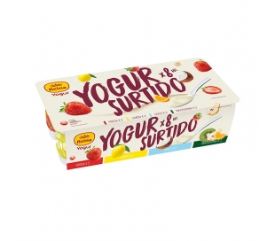 YOGUR SURTIDO SABOR FRESA, LIMON, COCO, MACEDONA REINA PACK 8X125 GRS.