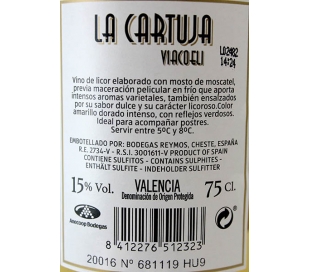 VINO DULCE MISTELA MOSCATEL LA CARTUJA 75 CL.