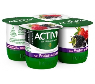 YOGUR ACTIVIA FRUTA BOSQUE DANONE PACK 4X120 GRS.