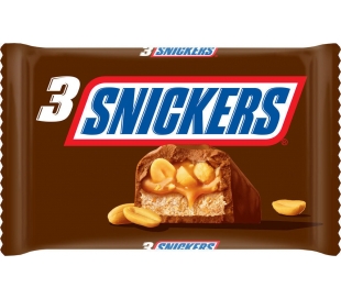 CHOCOLATE CON LECHE RELLENO CREMA CACAHUETES SNICKERS PACK 3X50 GRS.