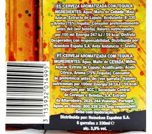 CERVEZA CON TEQUILA DESPERADOS BOTELLA 33 CL.