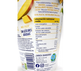 YOGUR SOJA MANGO, SIN AZUCARES AÑADIDOS ALPRO 400 GRS.