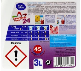 DETERGENTE LIQUIDO BASIC 2EN1 ARCON NATURA 45 DOSIS