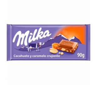 CHOCOLATE CACAHUETE Y CARAMELO CRUJIENTE MILKA 90 GRS.