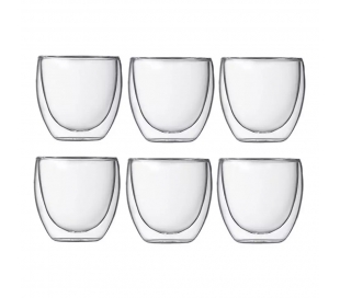 VASOS CRISTAL 80 ML. BOROSILICATO PACK 6 UN.