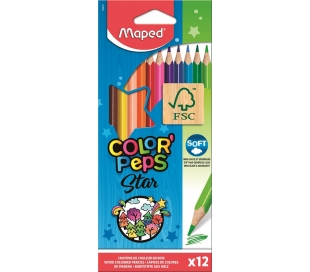 LAPICES COLORES STAR MAPED 12 UN. 183212