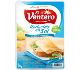 QUESO LIGHT REDUCIDO SAL LONCHAS EL VENTERO 160 GR.
