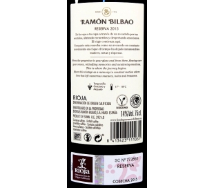 VINO TINTO RESERVA RAMON BILBAO 75 CL.