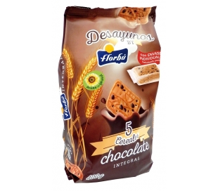 GALLETAS INTEGRALES CHOC. 5 CEREALES FLORBU 400 GRS.