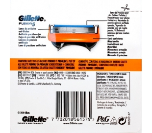 REPUESTO MAQUINILLA AFEITAR FUSION GILLETTE 4 UDS.