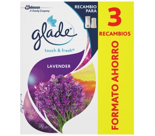 RECAMBIO AMBIENTADOR TOQUE LAVANDA GLADE PACK 3X10 ML.