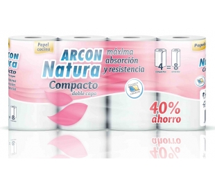 PAPEL COCINA COMPACTO DOBLE CAPA ARCON NATURA 4 UN.