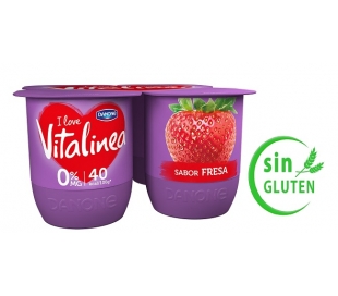 YOGUR VITALINEA 0% SABOR FRESA DANONE PACK 4X120 GRS.