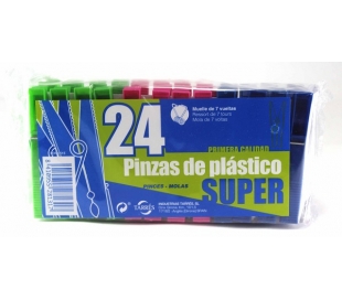 PINZAS DE ROPA PLÁSTICAS SÚPER R-50 24 UN.