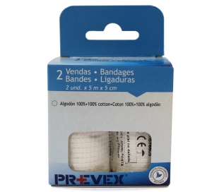 VENDAS ALGODON 100% PREVEX 2 UDS. X 5M X 5CM