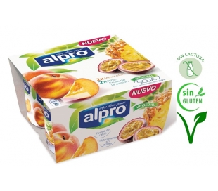 YOGUR SOJA MELOCOTON,PIÑA-MARAC ALPRO PACK 4X125 GRS.