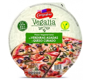 PIZZA VERDURAS ASADAS,QUESO CURADO VEGALIA 360 GRS.