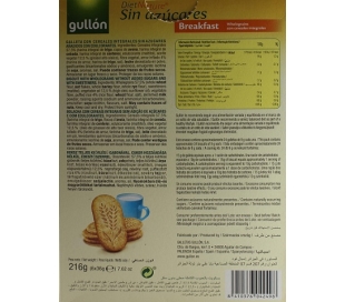 GALLETAS DESAYUNO GULLON DIET NATURE 216 GR. 6 UN.