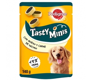 COMIDA PERRO TASTY MINIS QUESO BUEY PEDIGREE 140 GR.