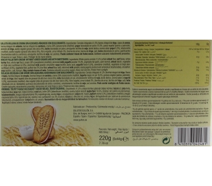 GALLETAS SANDWICH YOGURT GULLON DIET NATURE 220 GR. 5 UN.