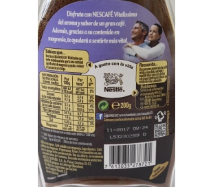 CAFE SOLUBLE NATURAL VITALISSIMO NESCAFE 200 GRS.