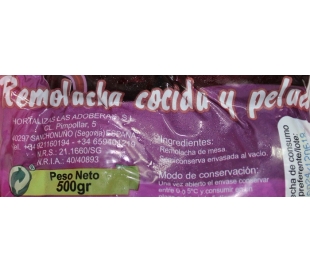 FRUTERIA REMOLACHA COCIDA . 500 GRS.