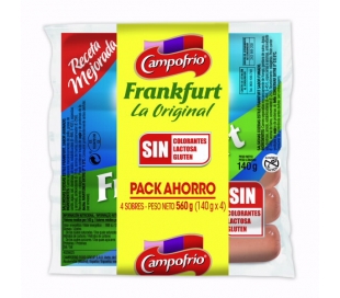 SALCHICHAS CERDO FRANKFURT CAMPOFRIO PACK 4X140 GR.