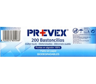 BASTONCILLOS HIGIENICOS ALGODON PREVEX 200 UN.