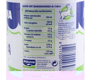 LECHE DE CABRA SEMIDESNATADA BOTELL PULEVA 1 L.