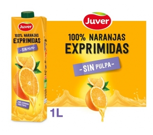 ZUMO SIN PULPA 100% NARANJAS EXPRIMIDAS JUVER 1 L. BRIK