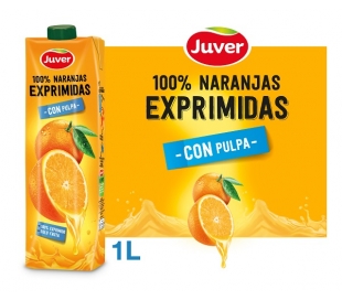 ZUMO CON PULPA 100% NARANJAS EXPRIMIDAS JUVER 1 L. BRIK