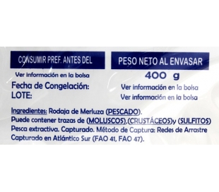 FILETE MERLUZA SIN PIEL VACIO, CONGELADO AQUAMAR 510 GRS.