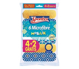 BAYETA MICROFIBRA MOSAIK SPONTEX 4 UN+2 GRATIS
