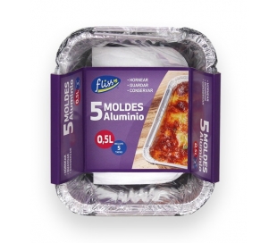 MOLDE ALUMINIO RECTANG. FLISS 5 UN. 0,5 L.
