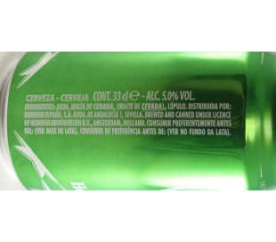 CERVEZA ORIGINAL HEINEKEN LATA 33 CL.