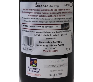 VINO TINTO MACERACIO CARBONICA TACORONTE TRANCAO 750 ML.