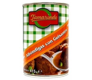 PLATOS PREPARADOS CONSERVA ALBONDIGAS CON GUISANTES TAMARINDO 415 GR.