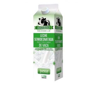 LECHE FRESCA PASTERIZADA SEMIDESNATADA DE VACA GRANJA FLOR 1 L.