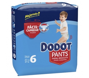 PAÑAL-BRAGUITA PANTS 15+ KG. TALLA 6 DODOT 27 UN.