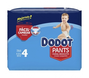 PAÑAL-BRAGUITA PANTS 9-15 KG. TALLA 4 DODOT 33 UN.